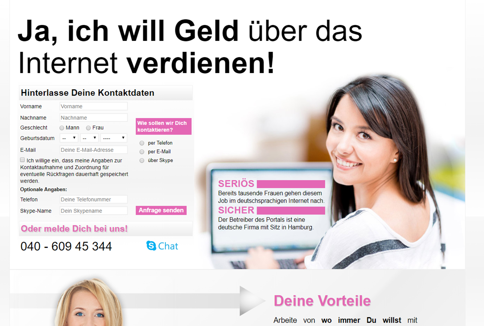 Geld-durch Chatten